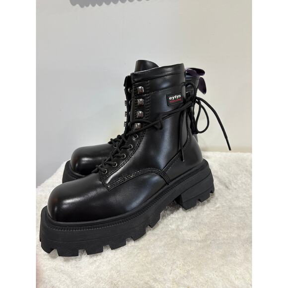 NWOB eytys Michigan Cow Leather Lace-Up Combat Work Boots Black Unisex M8.5/W10 - Picture 6 of 9